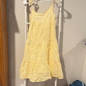 Yellow Gingham Tie-Shoulder Mini Dress